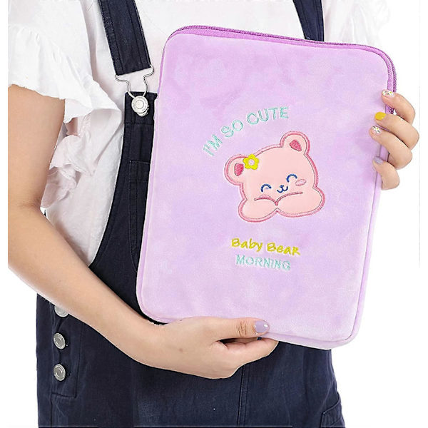 Plush Bär Laptopfodral 9-11 Tum iPad Skyddande Väska Tablettfodral Notebook Förvaringspåse för Kvinnor Flickor
