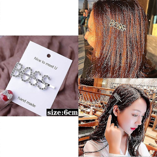 Glittrande Ord Hårklämma, Bokstavshårspännen Kristall Bobby Pins Bling Handgjorda Lyxiga Strass Hår Smycken Huvudbonader Tillbehör För Kvinnor