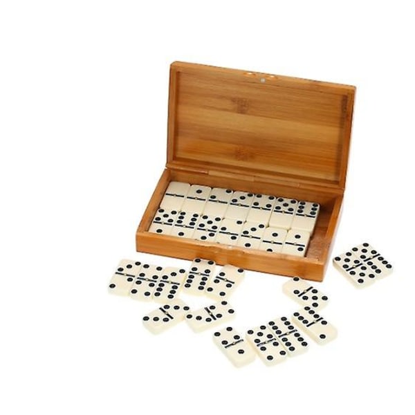 Domino Set - Deluxe dominobrickor i trälåda, brädspel för barn och vuxna