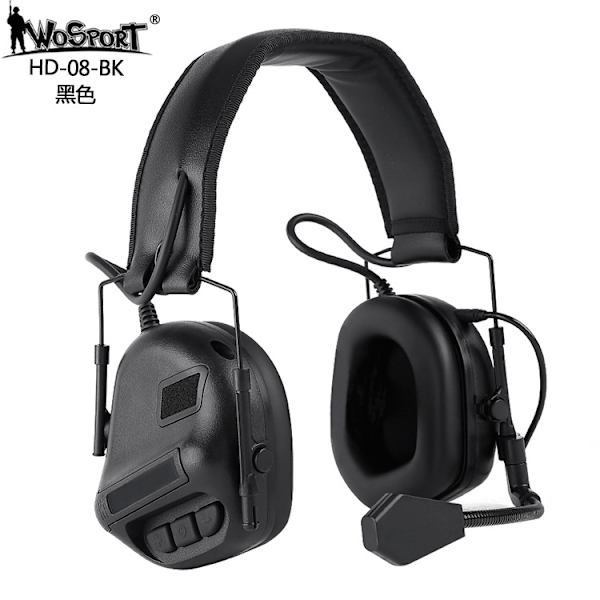 Støjreducerende hovedtelefoner, hovedbåren version, headset, lydoptagning, jagtkommunikation (sort)