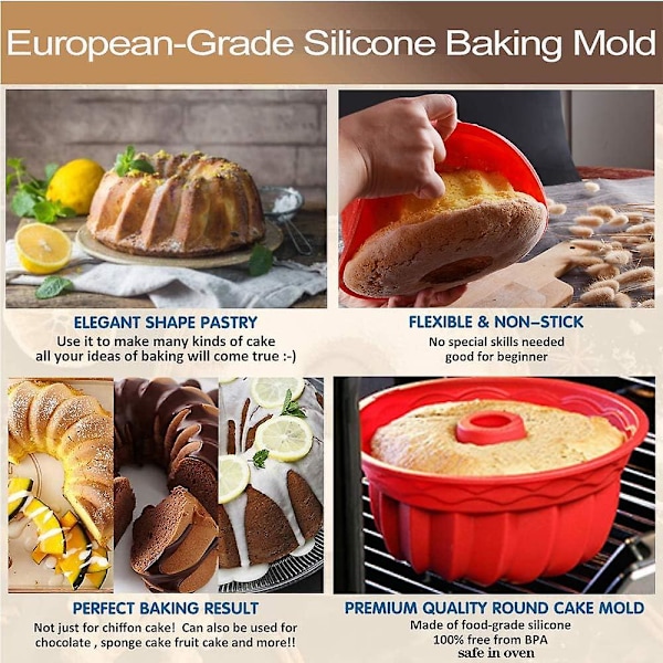 Silikonbakformar Europeisk kvalitet Räfflad rund kakform Non-Stick kakform 9 tum