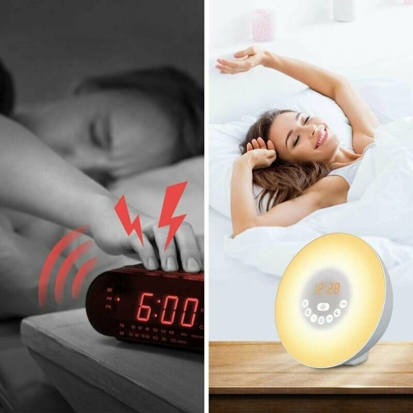 Natural LED -herätyskello, sammuta pimeän yötilan näyttö, Zen Morning, valoterapiaherätyskello, yövalo, olohuoneeseen ja lastenhuoneeseen