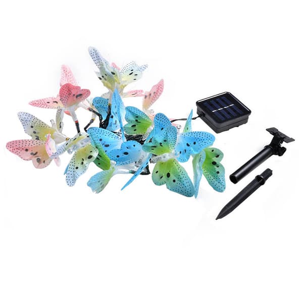 Solcelledrevne lyslenker 12LED Sommerfugl-fe lyslenke utendørs hagedekorasjon hagelys plugglampe 3.8M