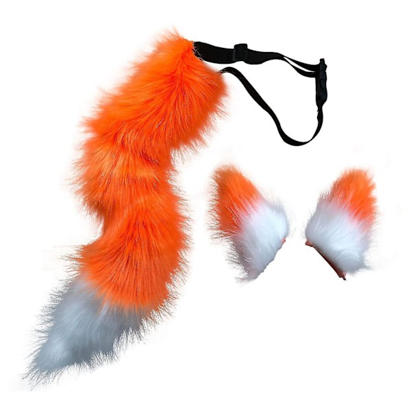 Hårklämmor Tuppstjärt Djur Element Justerbar Faux Päls Solid Varg Svans Öron Krage För Cosplay (Orange)