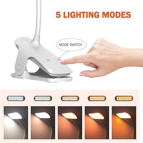 Trådløs LED-skrivebordslampe, Touch-natbordslampe 5 farver & 5 dæmpbare lysstyrker 360