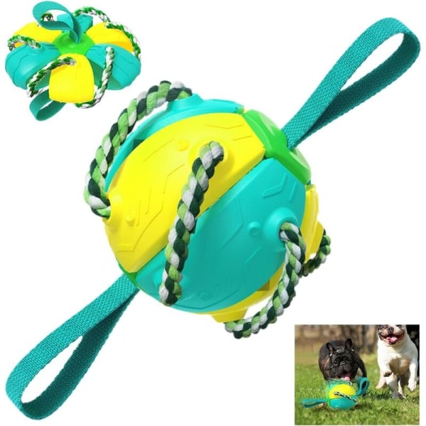 Uopslideligt frisbeeboldlegetøj til hunde, interaktivt fodboldlegetøj i to udskiftelige former, til små, mellemstore og store hunde (blå) - DKSFJKL