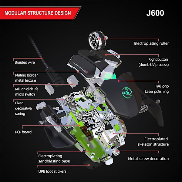Spil Mekanisk Defineret USB Kablet 6400 Dpi Justerbar Pc Gaming Mus 9 Knapper Programmering Super Mus Ergonomi | Mus