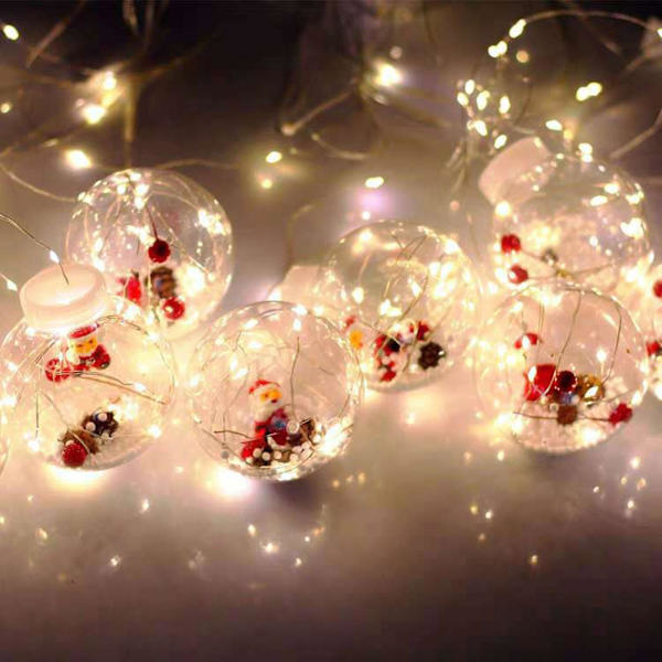 Julgransprydnader 10 LED Koppartrådsträng Julhantverk Högtidsljus 8 Blinkande lägen