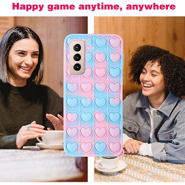 Trendig och rolig Samsung Galaxy S21 Plus S21+ skal, silikon tecknad söt cool fidget unik designer rolig skyddande skal för pojkar flickor kvinnor män blå