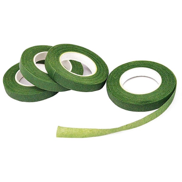 6 Rullar Mörkgrön Blomtejp (12mm Bred, 27 Meter/Rulle)