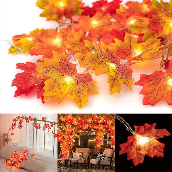 Strenglys Maple Leaf Lights Twinkle Hængende Belysning Dekoration Indendørs Udendørs Have Halloween Thanksgiving Julefest Dekoration Gradient (