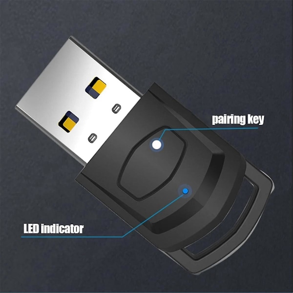 Trådløs spilllydadaptermottaker for spillkonsollhodesett Bluetooth 5.0 lydtransmitter（svart）