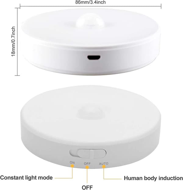 Led nattlys med bevegelsessensor, varmt hvitt nattlys barn, 3 moduser gave