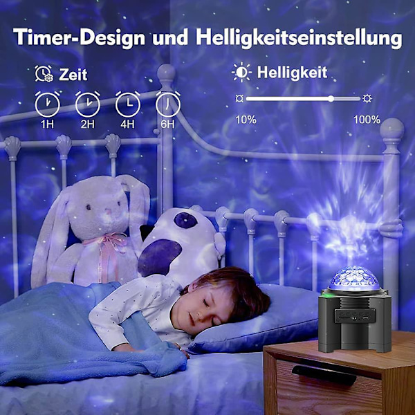 Stjerneprojektor Led, 15-farget planetarisk galakseprojektor, fjernkontroll lysende