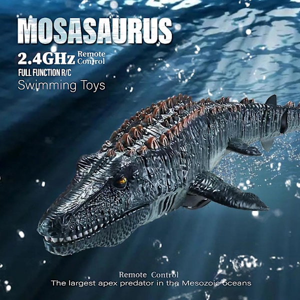 2,4 GHz fjernkontroll dinosaur for barn mosasaurus dykking leker rc båt med lys spray vann for svømmebasseng baderom badeleker