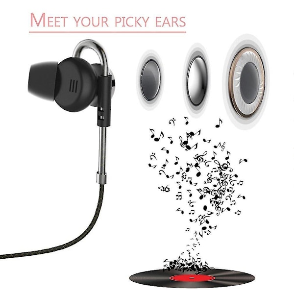 Trådbundna hörlurar med tung bas och mikrofon i örat för Apple och Android