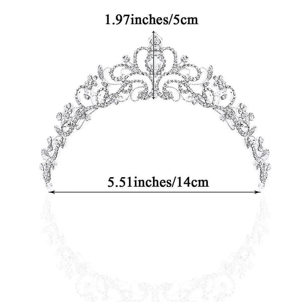 Brudebryllupskrone og tiara med krystaller til brudehårstilbehør Sølv Hart Tiara til kvinder og piger