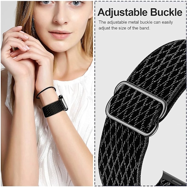 Stretchiga Nylon Solo Loop-band Kompatibla med Apple Watch 42mm/44mm/45mm, Armband för Iwatch Serie 7/6/5/4/3/2/1 Se, 3-pack Y 42 Svart/Rosérosa/Pride