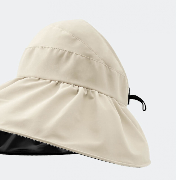 Beige hopfällbar solhatt för kvinnor med UV-skydd - Fri storlek för strandfest