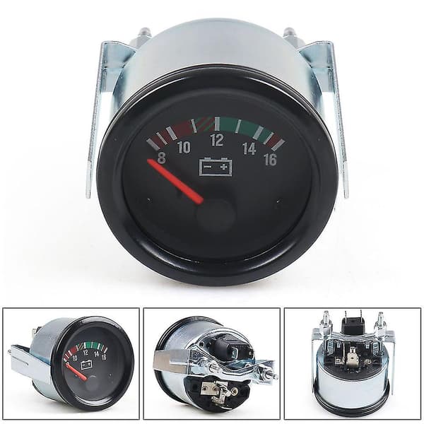 2\" 52mm Bil Voltmeter Pointer 12v /24v Volt Gauge Spændingsmåler Gult Lys Bilmåler