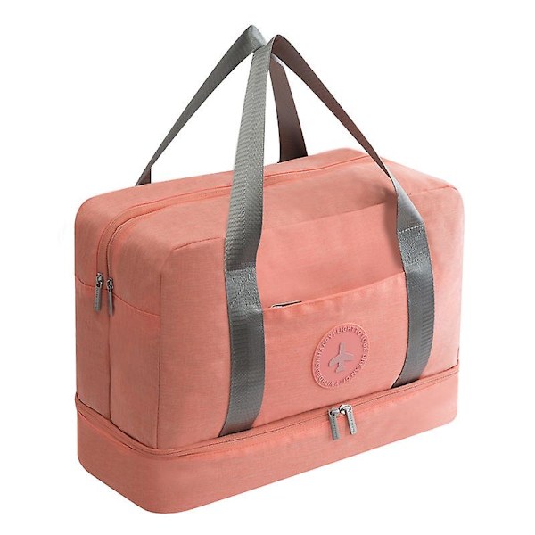 Dww-Rosa Farge-Reiseveske Sportsveske Reise Duffel Bag Sport Gym Bag med Skoskuff, Menn/Kvinner Strand Håndveske