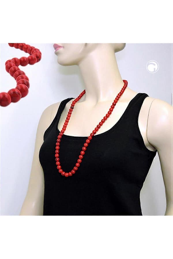 Halsband Pärlor 10mm Röd-svart 80cm - Gl01509-80