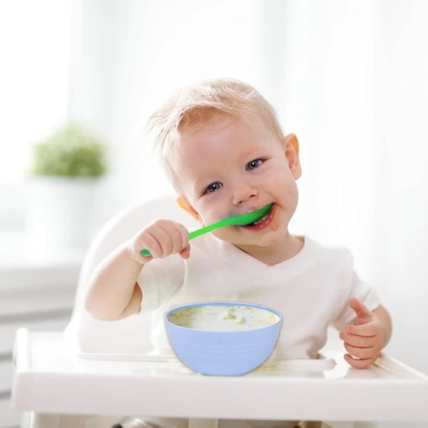 Okrossbara plastskålar Set med 5 - Stora 18 oz återanvändbara pasta- och spannmålsskålar (blå)