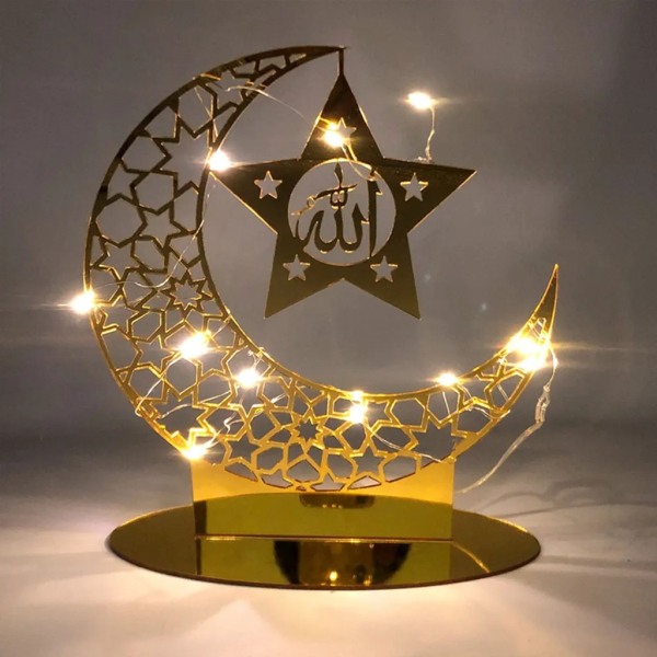 Eid Mubarak Ramadan Dekoration, Akryl Guld Måne Ramadan Spegel Ornament Muslim Festival Decoration 1#