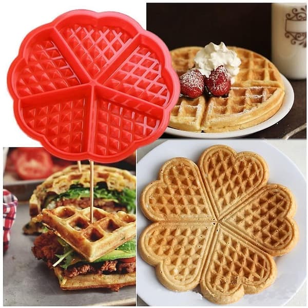 2 st hjärtformade silikonvåffelformar 5 håls pannkaksform DIY hemlagad bakdekorationsverktyg