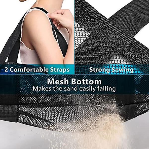 Strandtaske, F-farvet mesh strandtaske Oversized strandtote 9 lommer strandlegetøjstaske