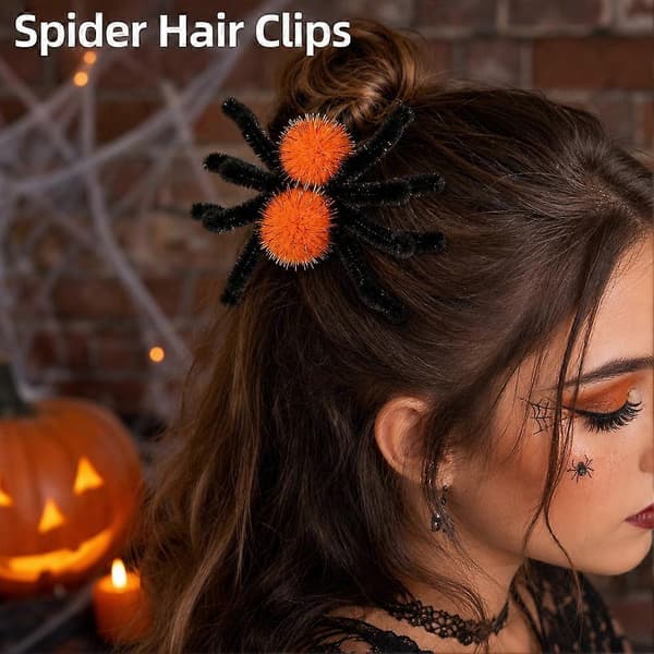 Halloween-edderkoppedekoration med bøjelige ben, festlige farver, mini-pynt Purple