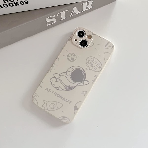 Sött skal till iPhone 13, Cool tecknad astronaut raket måne rymddesign Snygg mjuk TPU stötdämpande halkfri skyddande trendigt skal (iphone 1