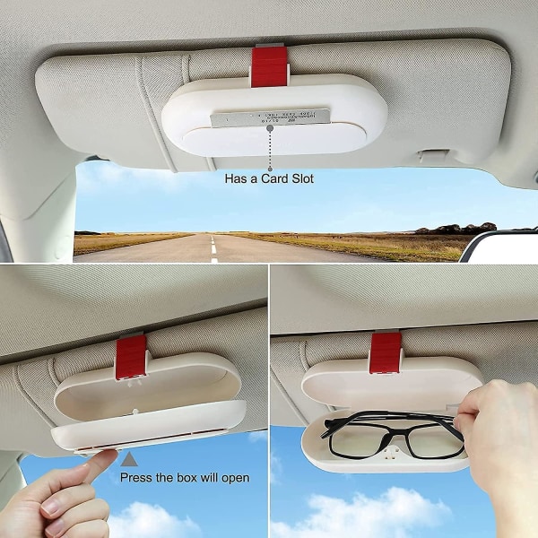 Bilglasögonbåge solglasögonbåge case med kreditkortsfack (vit)