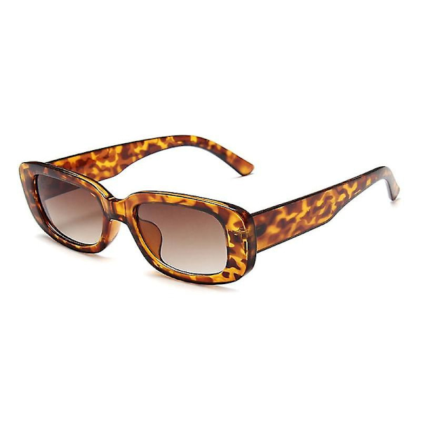 Rektangulära solglasögon kvinnor vintage trendiga fyrkantiga nyanser uv400 män utomhus solglasögon（Leopard te）