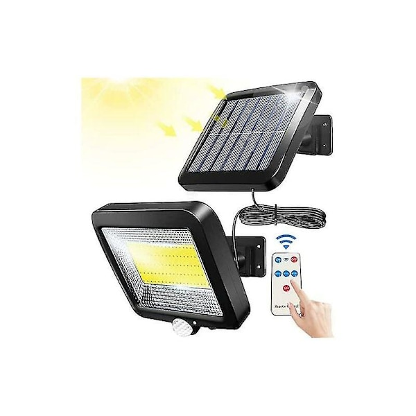 Dww-Outdoor solar lamp with remote control, waterproof motion detector, 100 COB Ipx65 waterproof powerful