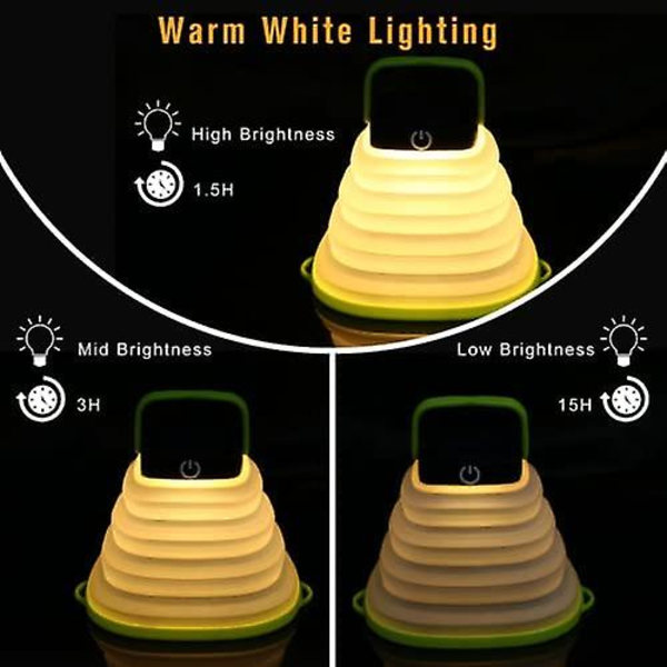 Dww-green hopfällbar campinglampa, bärbar utomhuscampinglykta soltältlampa uppladdningsbar nödlampa, formad design
