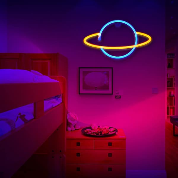 Led Neonskylt Planet Neonljus Moln Blixt Led Vägglampa Väggdekor Batteri/usb-driven