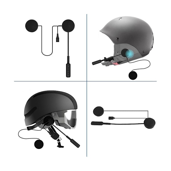 Motorcykel Bluetooth CSR Hjelm Headset Håndfri Opkald MH01 Hjelm Mikrofon Headset（Sort）