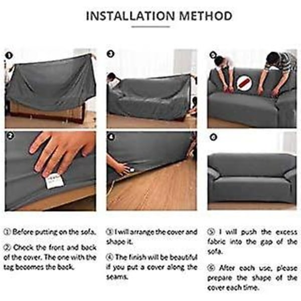 Soffaöverdrag stretch elastiskt sofföverdrag i olika storlekar och färger (3-sits för soffa längd 190-230 cm, grå)