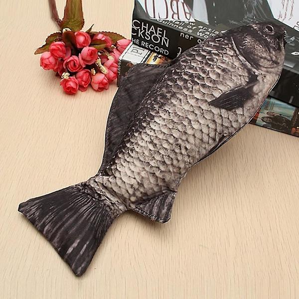 Karpfiskpennväska Realistisk fiskform Sminkväska Pennfodral med dragkedja Sminkväska Casual present Toalettväska Rolig handväska