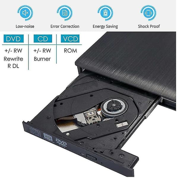 Pecosso Ekstern CD / DVD-stasjon USB 3.0, Bærbar Slim CD / DVD-RW Brenner