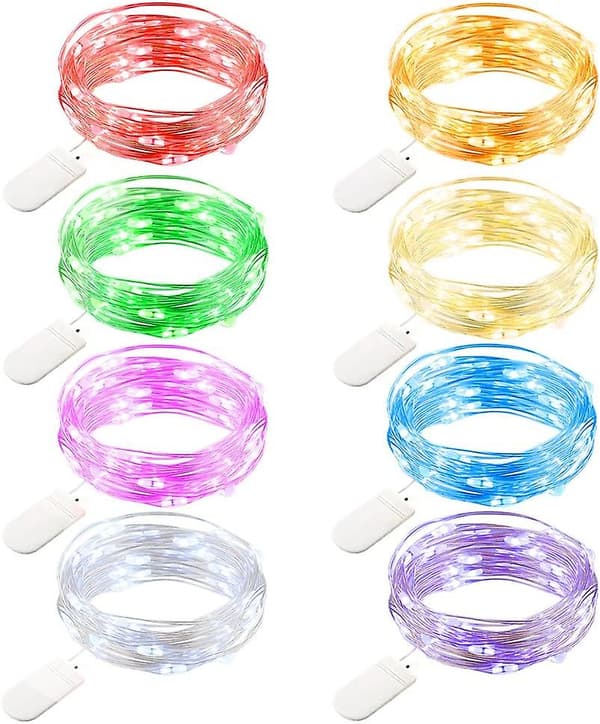 8 Pakke 7,2' 20 Led Batteridrevne Fe Lys Mini Kobbertråd Glødorm Strenglys