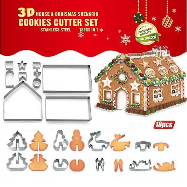 18 Pieces Cookie Cutters Christmas Cookie Molds Set Baking Pan Various Shapes for Baking Cookies Cakes (Cookie Cutters for Christmas)