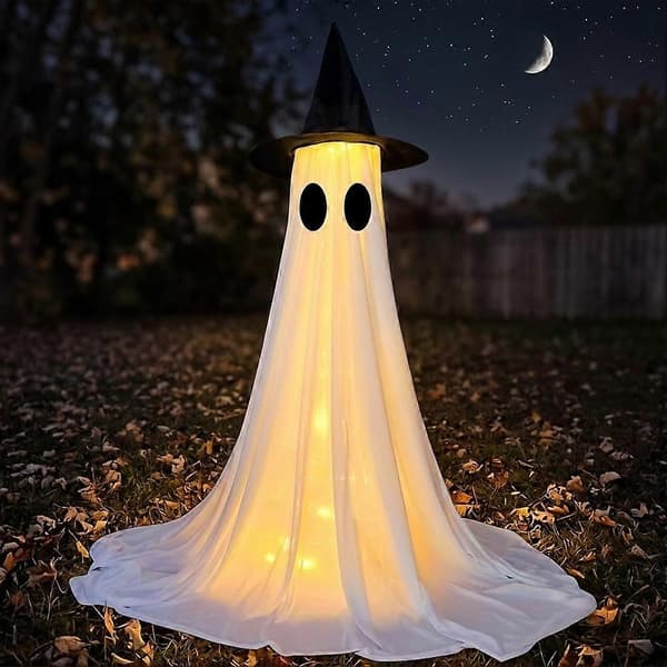 Stor Halloween-spøkelsesdekorasjon 145 cm lysende innendørs dekorasjon rask montering