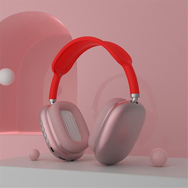 P9 Bluetooth-headset, pannband, mobiltelefon, trådlöst headset, headset, studenter, multifunktionellt, praktiskt headset, rött（rött）