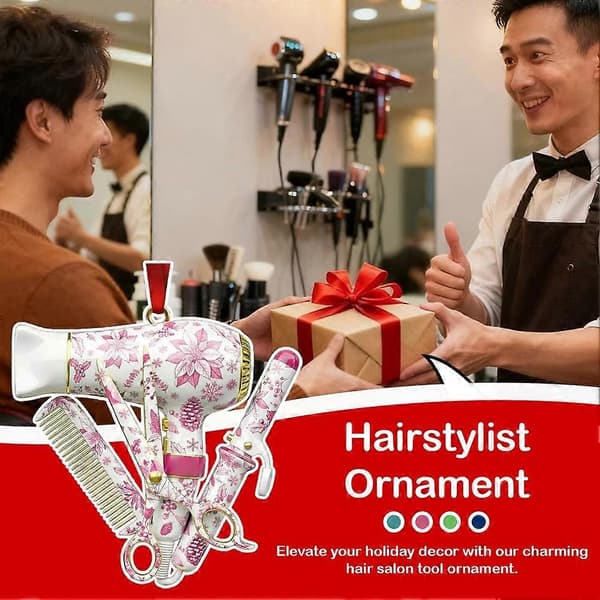 Frisør julepynt - Akryl hårværktøj dekoration - Salon gave LightBlue
