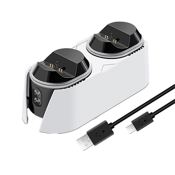 Dobbelt hurtigoplader til stationens opladningsstation med LED-indikator til（hvid sort）