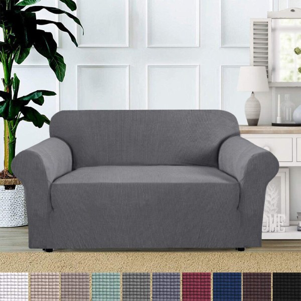 Stræk sofabetræk møbelbeskytter, blød sofa med elastisk bund, ternet fleece universal almindeligt sofabetræk