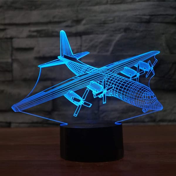 Kreativ 3D Lett Flymodell Illusjon 3D Lampe LED 7 Fargeendrende USB Berøringssensor Bordlampe Nattlys