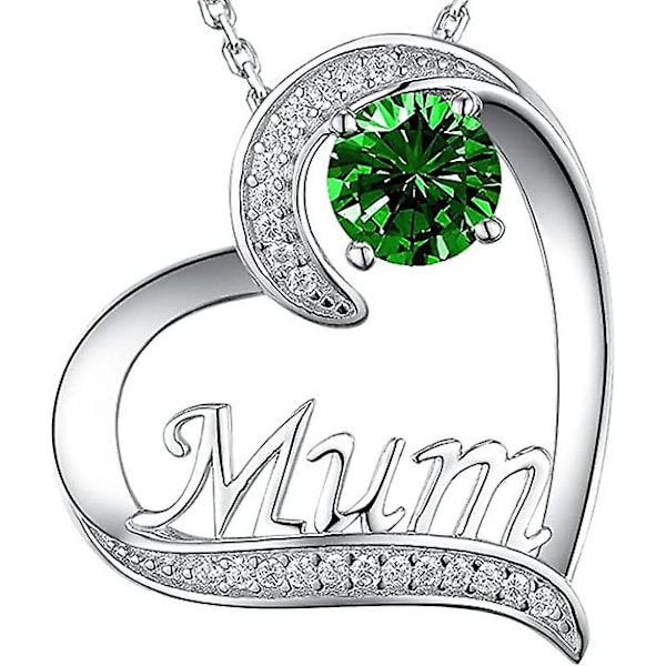 Dww-Mother's Day Jewelry Mom Gifts Necklace for Mom 925 Silver Heart Pendant Birthstones Jewelry Mother Birthday Gifts